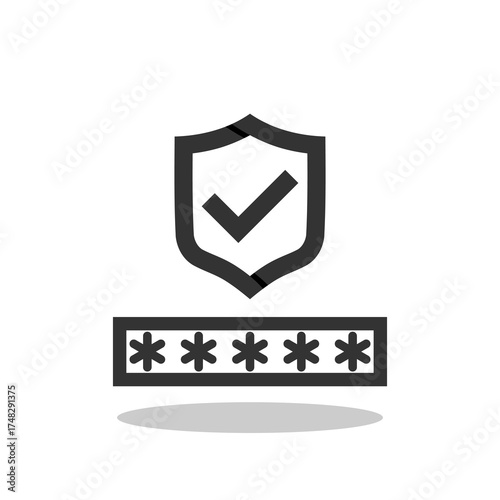 Strong password and protection icon with shadow