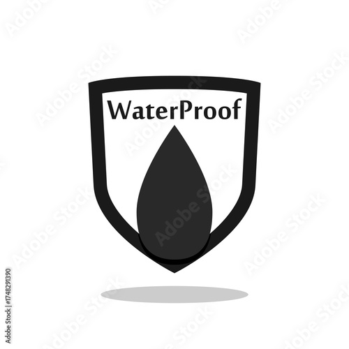 Water Proof shield icon with shadow