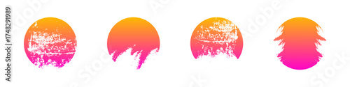 Retro sunset illustration. Grunge sun 