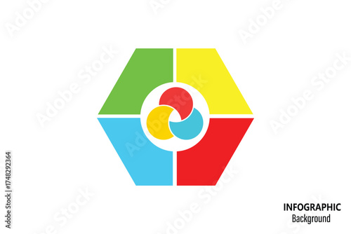 Business Infographic Chart Template, Venn Diagram Options, Multi Step Presentation with Vector Illustration, Venn Diagram Elements