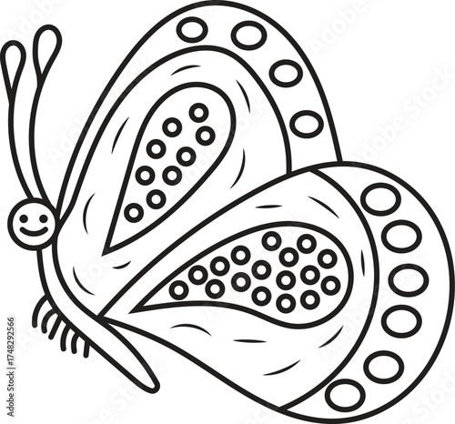 Cute Butterfly Outline Art Design