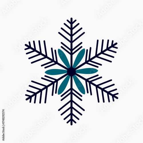 Winter Snowflake Vector, Minimal and Elegant Ice Crystal Outline Illustration, Editable Design for Holiday and Seasonal Creative Projects
