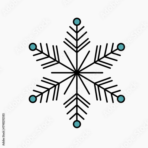 Modern Line Style Snowflake Vector, Minimal and Elegant Ice Crystal Illustration, Editable Outline Design for Holiday, Christmas, and Winter Themed Graphics