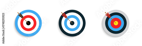 Archery target icon set. Target icon set. Bullseye vector icons. Goal concept icons. Vector graphic EPS 10