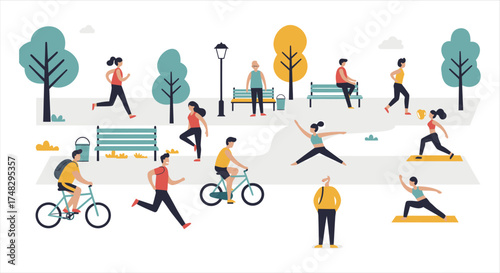 People Exercising and Enjoying a Park Day