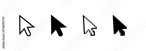 Cursor. Cursor icon set isolated on transparent background. Computer mouse click cursor icons. Mouse click cursor collection. Vector graphic EPS 10