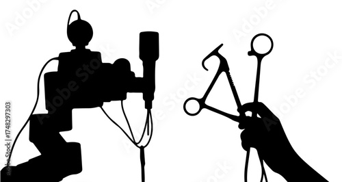 Surgical robotics for modern medicine, a cutting-edge silhouette design conveying precision and innovation in healthcare for medical breakthroughs