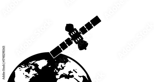 Global communication satellite orbiting Earth, symbolizing connectivity, technology, and a connected world for modern business and exploration.