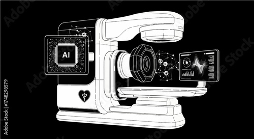 Advanced medical scanner with AI integration revolutionizing diagnostics and patient care with futuristic technology