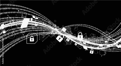 Dynamic flow of digital information with secure data streams and glowing binary code creating a modern tech abstract