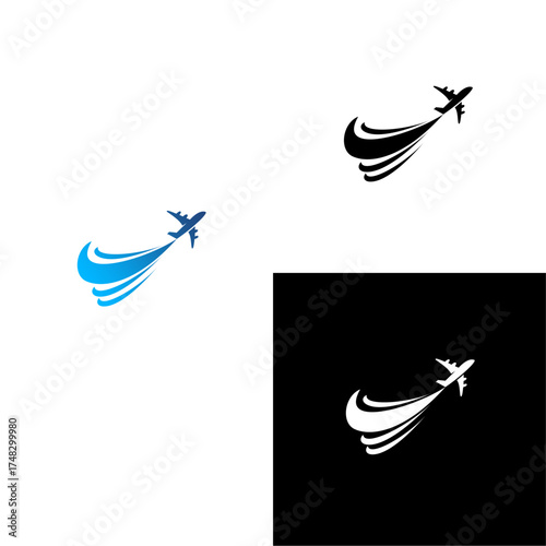 air plane, air travel silhouette isolated logo vector