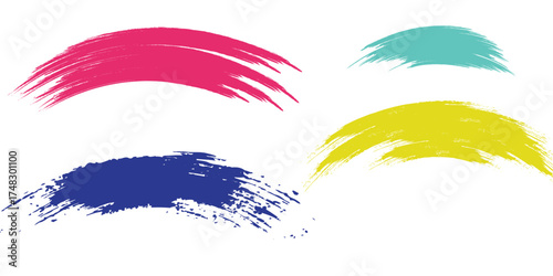 Brush strokes vector. yellow, blue, dark blue, backgrounds. Colorful set of text boxes. Paintbrush collection. Dirty brush texture banners. Rectangular painted objects.eps8