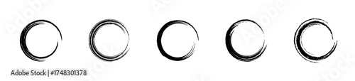 Grunge texture circles. Grunge textured circle shapes. collection.Black paintbrush strokes. Watercolor brush texture collection. Vector graphic EPS 10