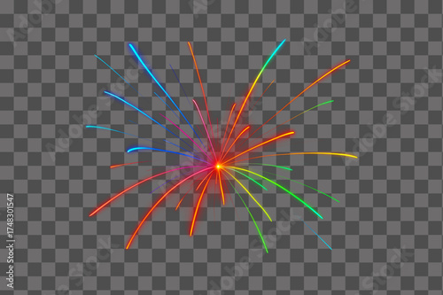 Rainbow explosion burst with multicolor light splash energy effect isolated transparent background PNG
