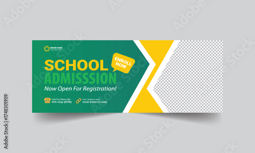 School admission web banner template or Social media post cover banner template, Back to school banner template