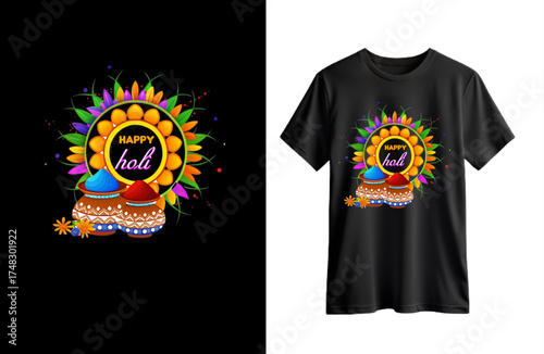 HaHappy Holi T-shirt Design Illustration