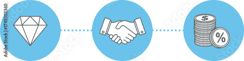 Captivating money investment strategy showcases handshake diamond deal and return on investments concept
