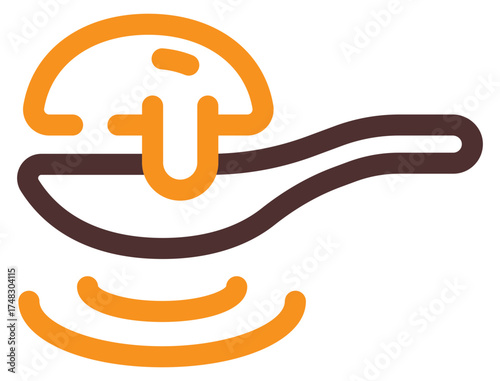 Modern food vector icon showing a spoon serving creamy sauce, perfect for restaurant or cooking design.