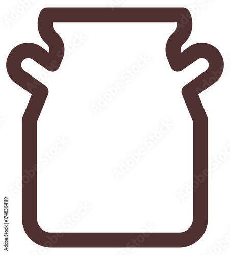 Vector icon showing a milk can in outline style, representing dairy products, farming, and milk production.