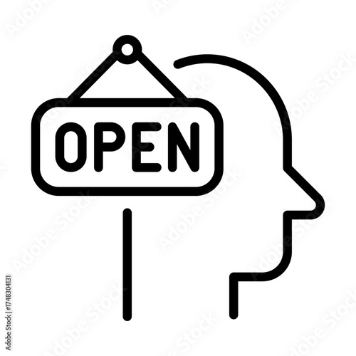 open mind clip art icon symbol, creativity concept, free your mind, isolated thin line vector illustration