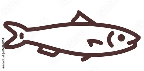 Simple vector icon of a fish in minimal line style, suitable for seafood restaurant or fish market branding.