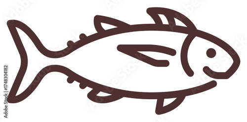 Clean vector icon of a tuna fish, ideal for seafood menu, sushi restaurant, or marine design projects.