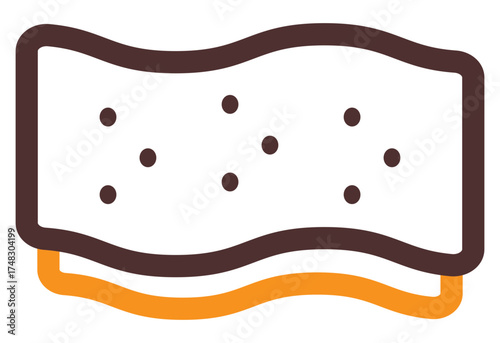 Minimal vector icon showing a cross-section of skin with fat layer beneath, representing pork skin or fatty meat design.