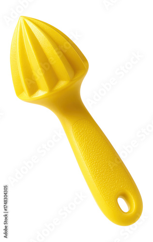 Compact plastic citrus reamer ideal for quickly juicing lemons for salad dressings.
