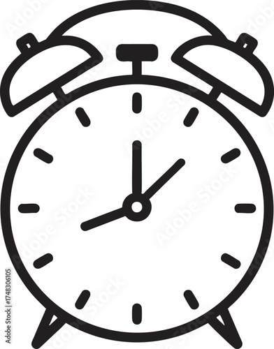 Alarm Clock Icon Silhouette Black Vector Illustration