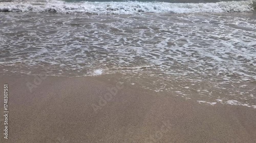 close-up view of waves washing over sandy beach in Esquinzo, Fuerteventura