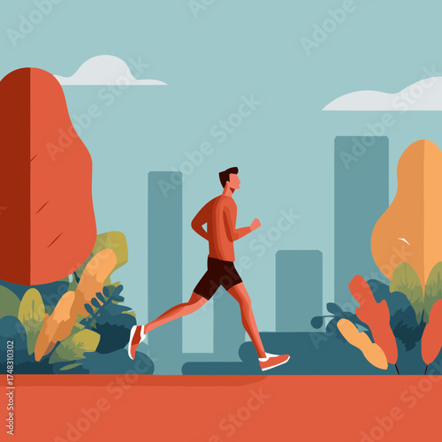 Cool breeze running city illustration