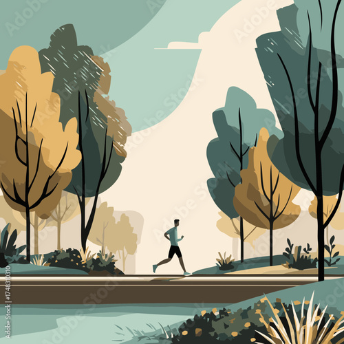 Colorful wellness run illustration