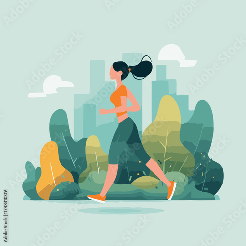 Cityscape fitness focus illustration