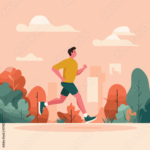 Downtown runner scene illustration
