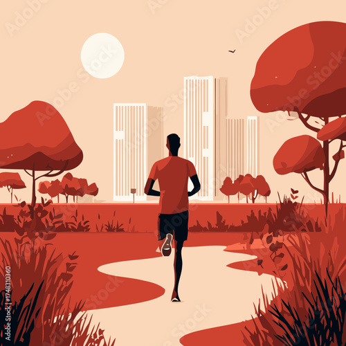 Fall jogging in city lane illustration