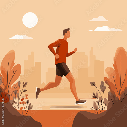 Mindful movement in city illustration