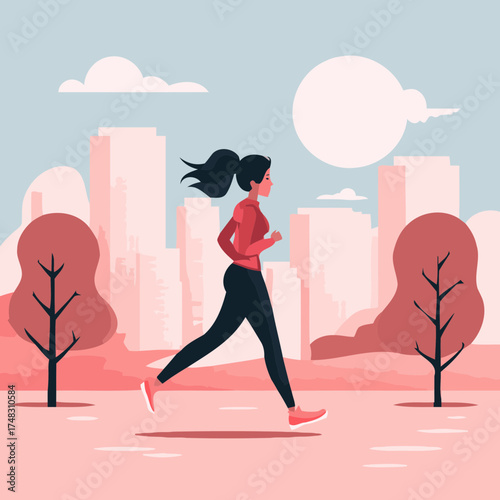 Morning jog in the city illustration