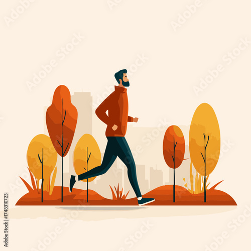 Skyline background runner illustration