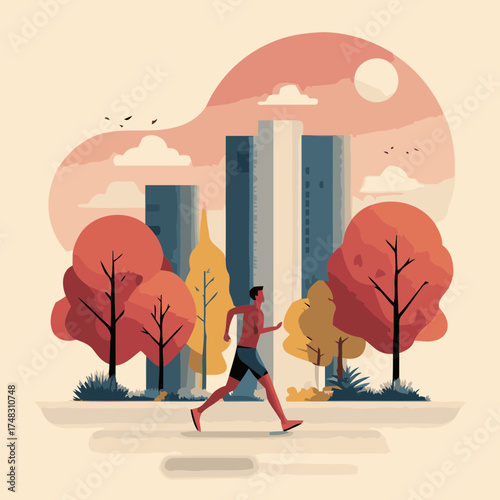 Soft skyline morning illustration