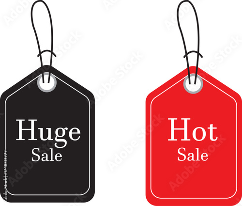 Red and black huge sale and hot sale tags with modern hanging design