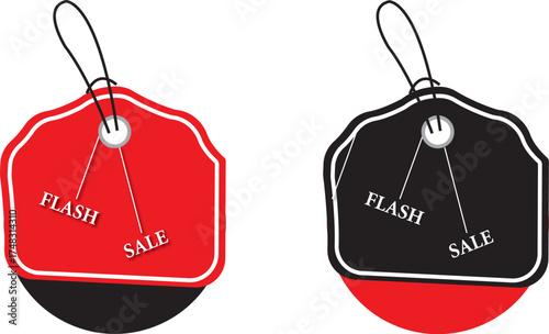 Flash sale hanging tags in red and black round design