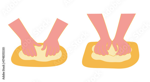 Hands kneading dough a step by step illustration of bread making