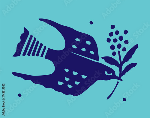 folk design illustration bird hawk flower floral tiger snake serpent rabbit hare bunny horse swallow eagle traditional sunflower