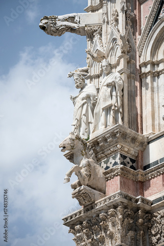 Detail of statue on Siena Cathedral (Duomo di Siena), Italy