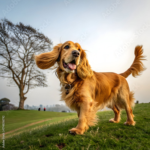 An energetic English Springer Spaniel, known for its loyalty, intelligence