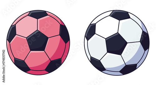 Two stylized soccer balls shaped like eggs a playful design element