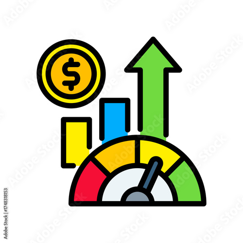 Sales Performance lineal color icon