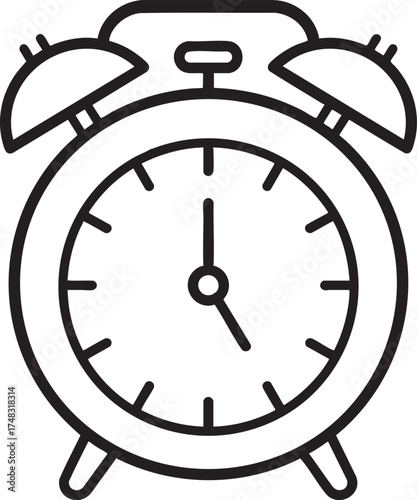 Alarm Clock Icon Silhouette Black Vector Illustration