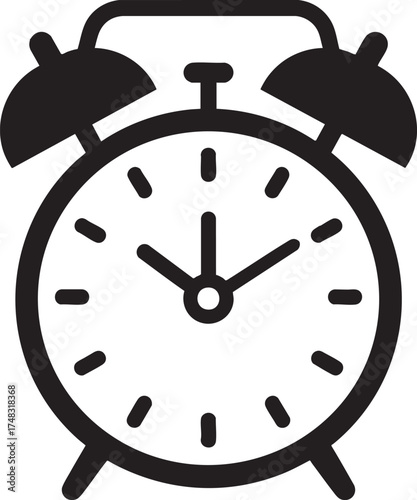 Alarm Clock Icon Silhouette Black Vector Illustration