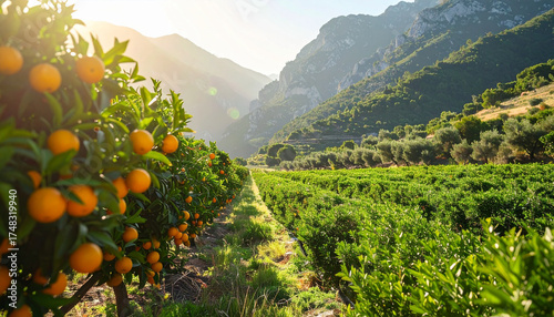 Orange Trees in a nature, Orange Garden